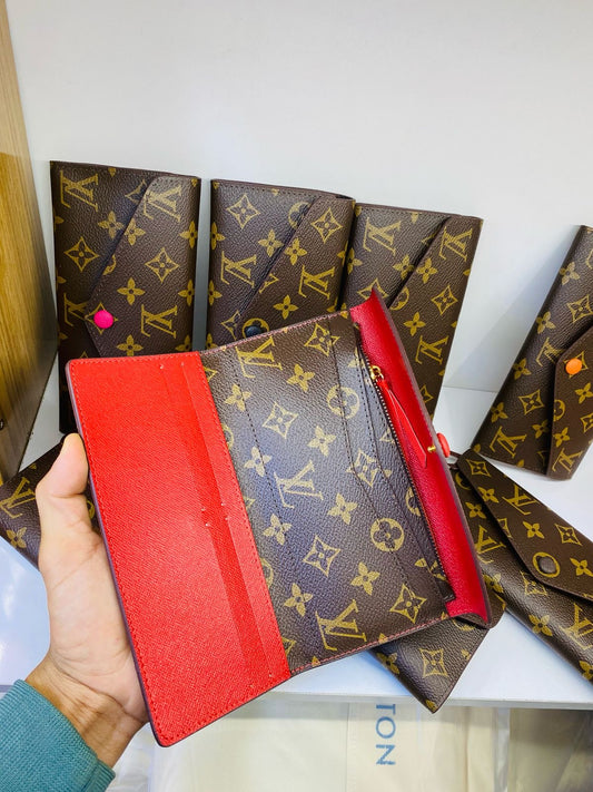 Portefeuille Lv grande taille rouge